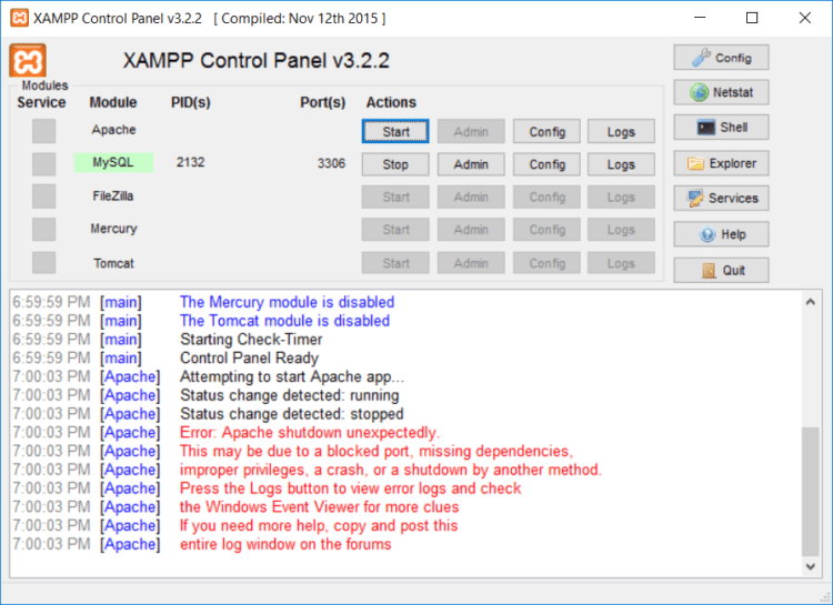 локальный сервер XAMPP 